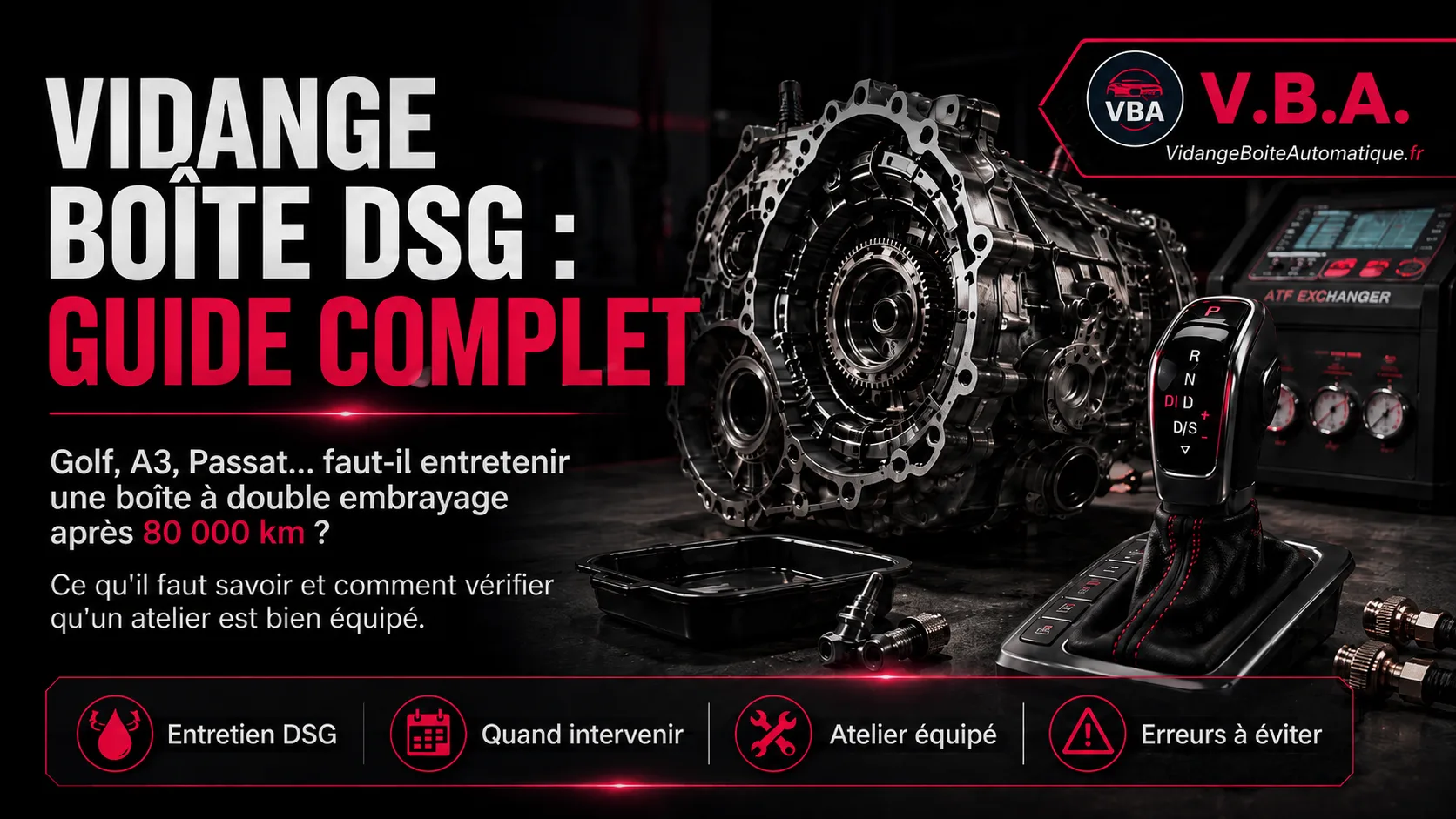 Vidange boîte DSG : le guide complet (DSG6, DSG7, S tronic) – illustration