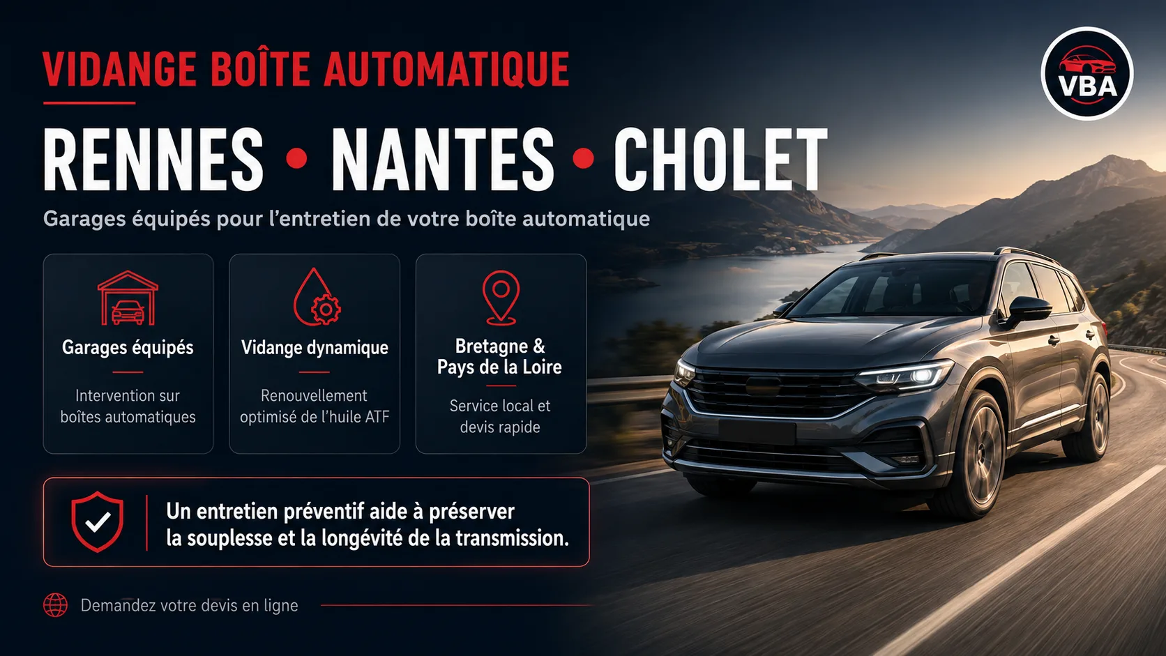 Vidange boîte automatique Rennes, Nantes et Cholet : garages