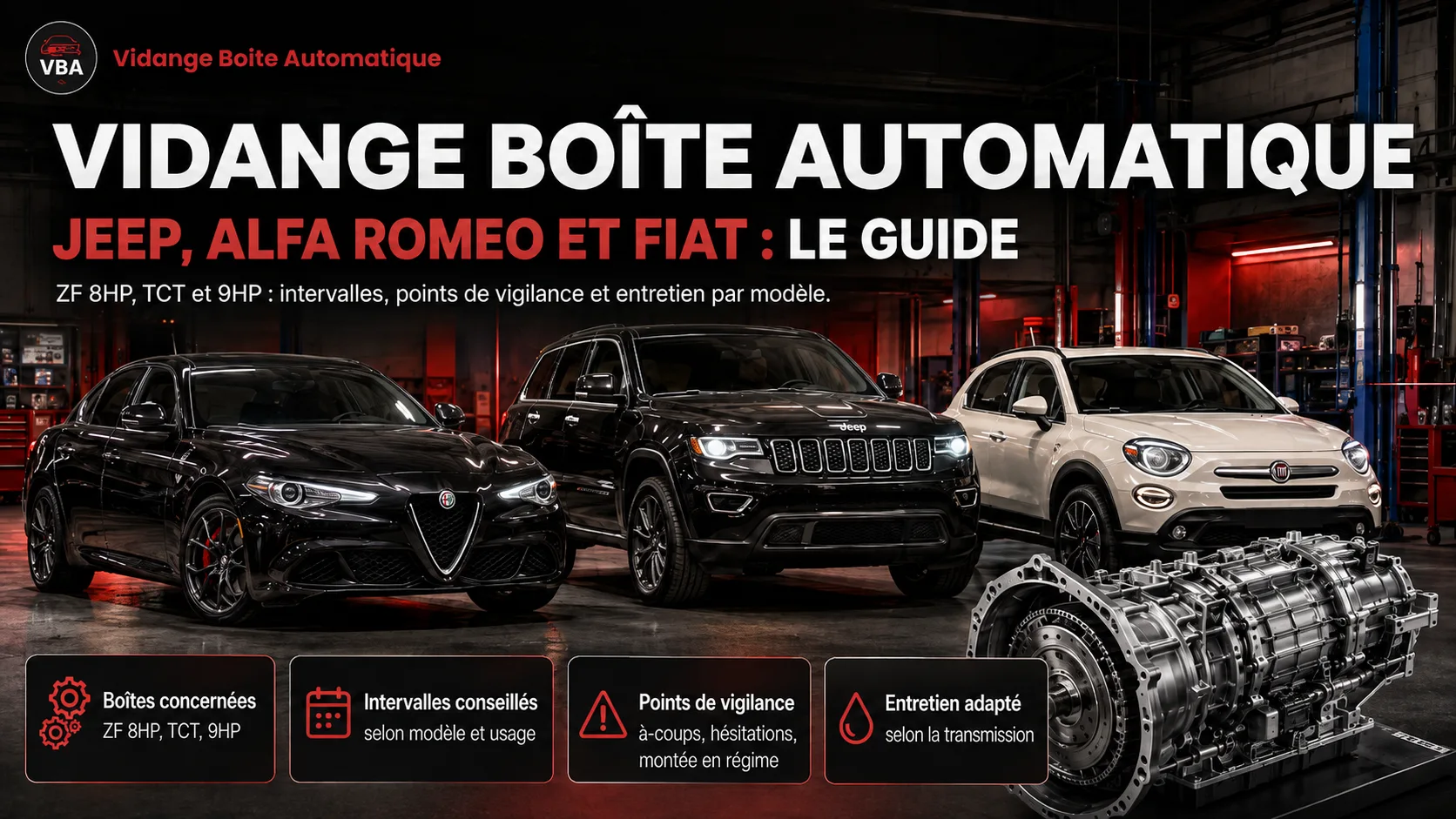 Vidange boîte automatique Jeep, Alfa Romeo et Fiat : le guide – illustration
