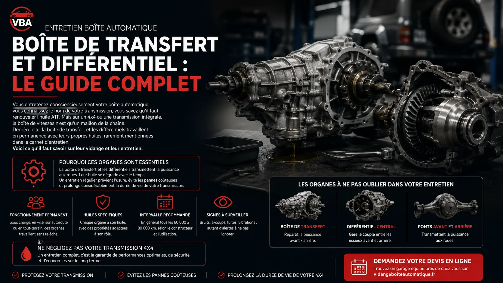 Vidange boîte de transfert et différentiel : le guide complet – illustration
