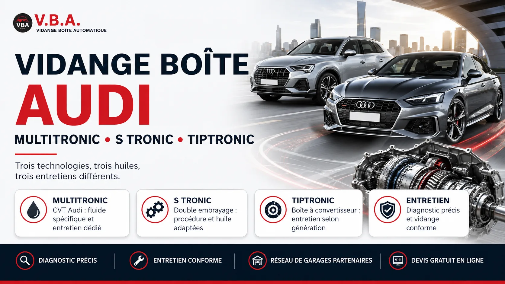 Boîte Audi Multitronic et S tronic : quel entretien ? – illustration