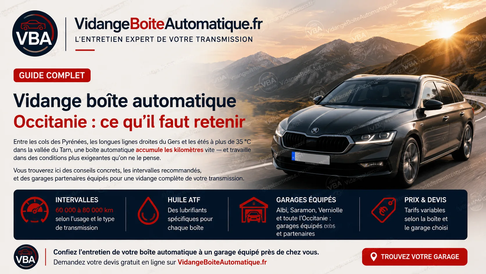 Vidange boîte automatique Occitanie : Albi, Saramon, Verniolle