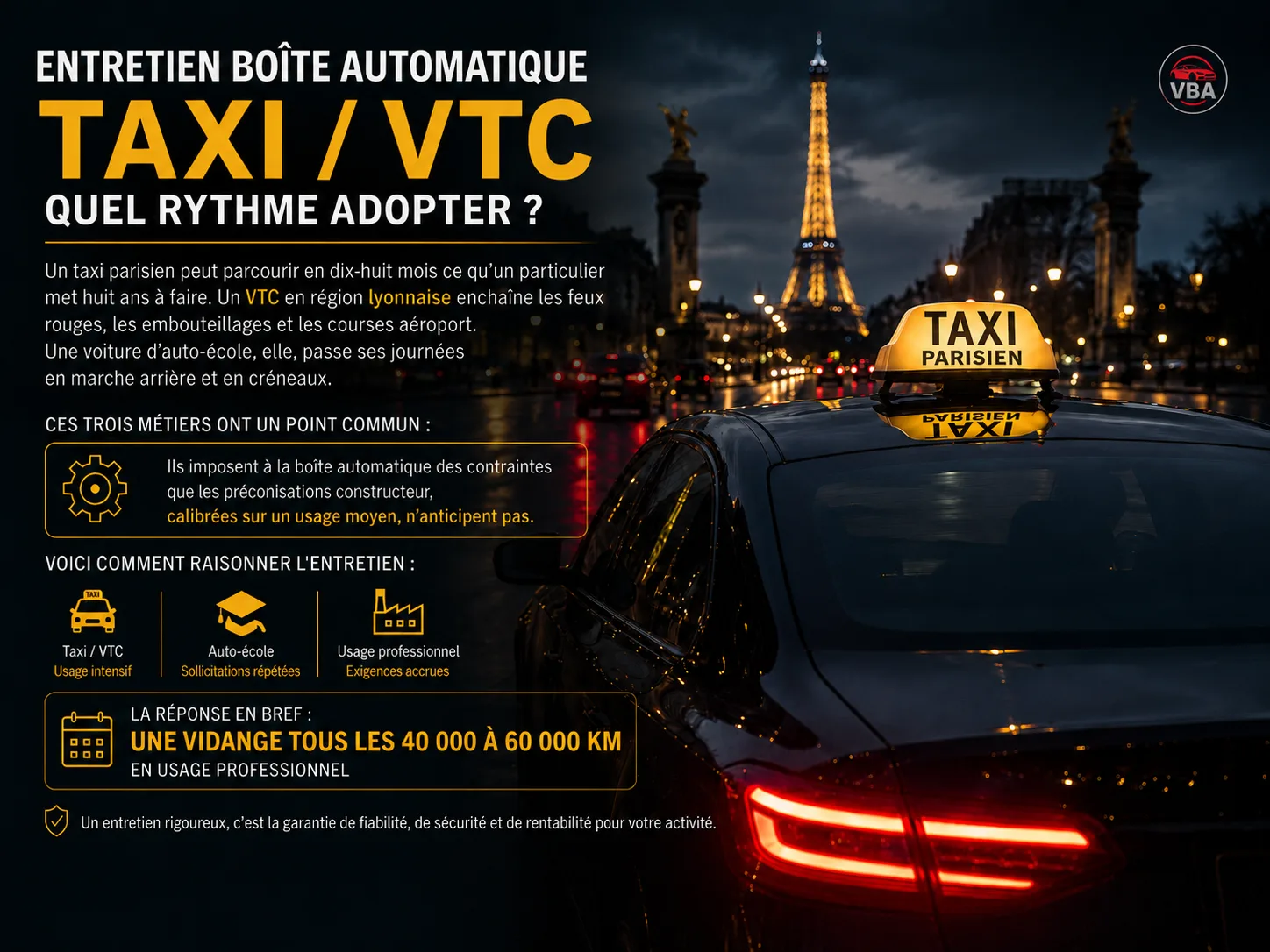 Entretien boîte automatique taxi VTC : quel rythme adopter – illustration