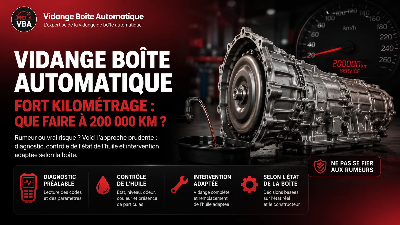 Vidange boîte automatique fort kilométrage : que faire à 200 000 km – illustration