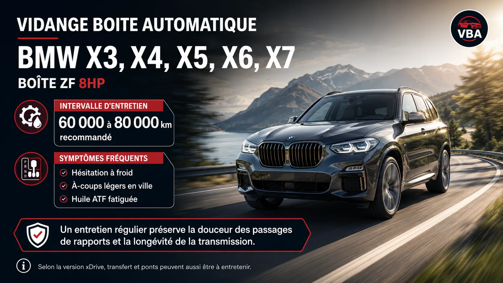 Vidange boîte automatique BMW X3, X4, X5, X6, X7 : ZF 8HP – illustration