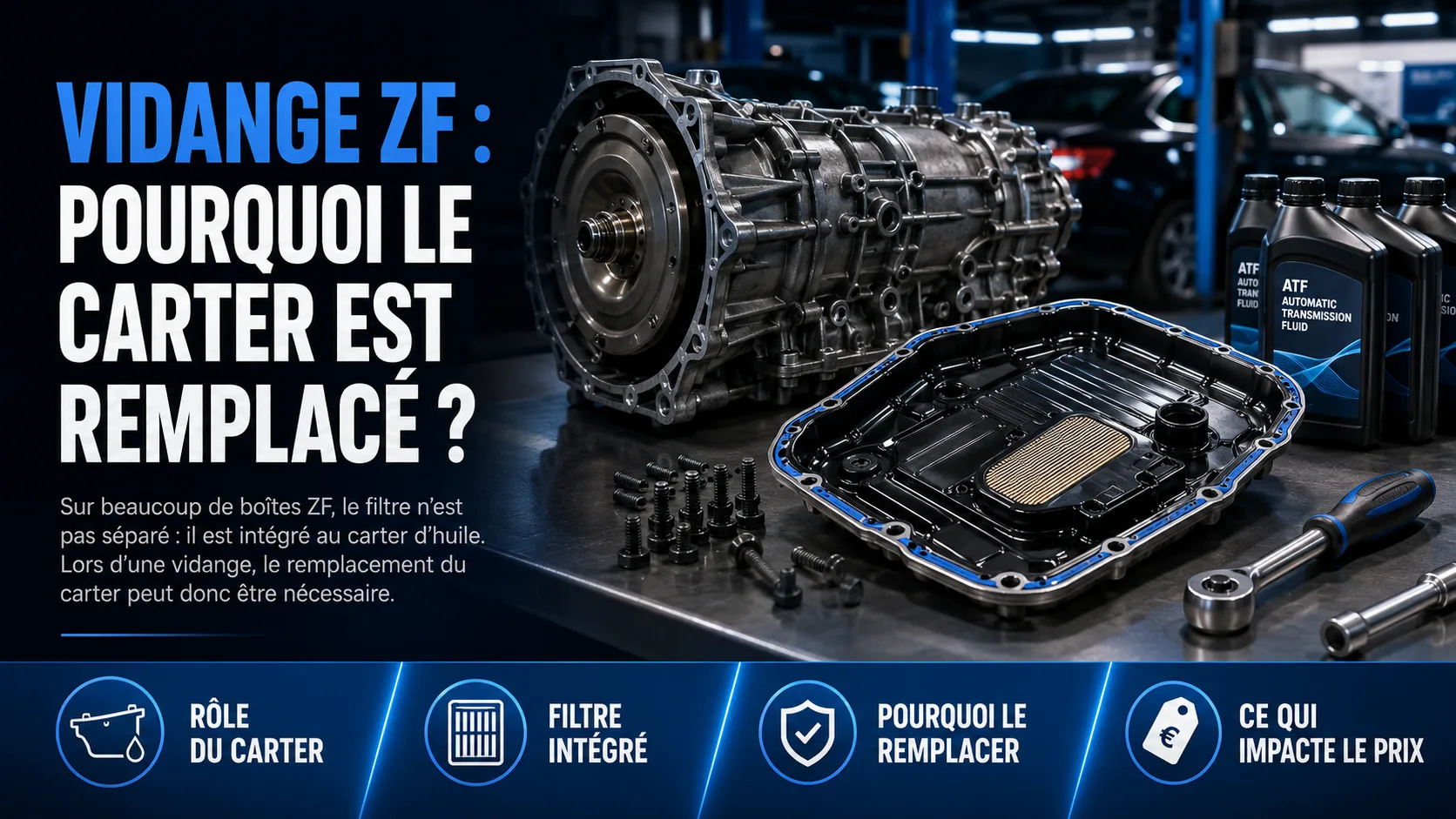 Carter et filtre de boîte ZF : pourquoi les remplacer ensemble – illustration