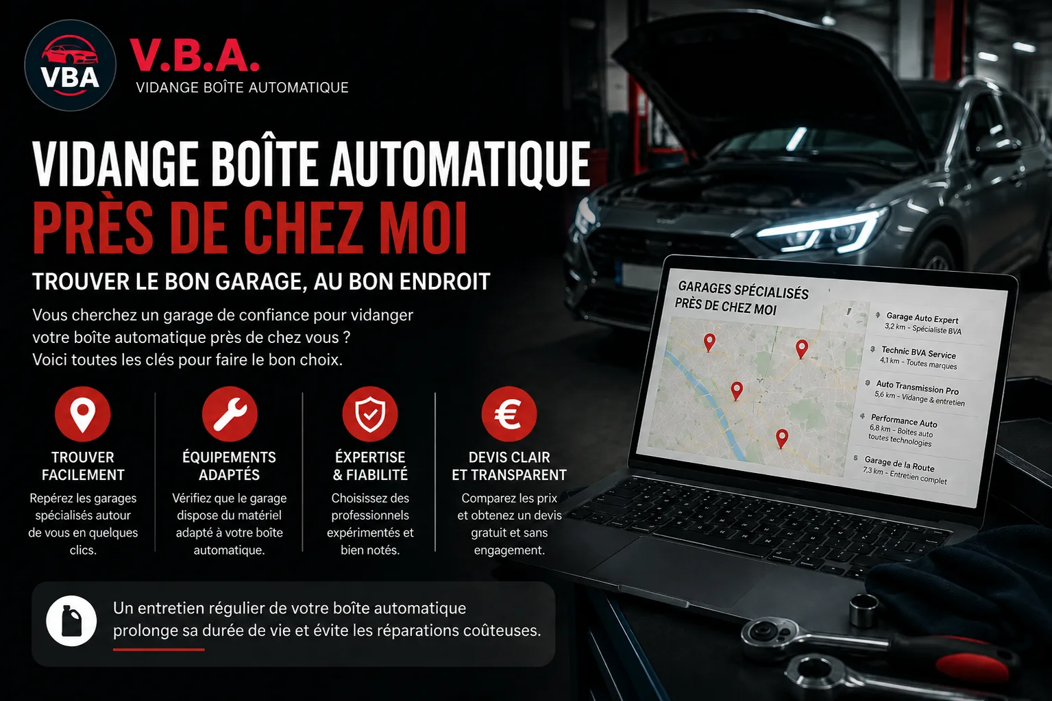 Vidange boîte automatique près de chez moi : trouver le garage – illustration