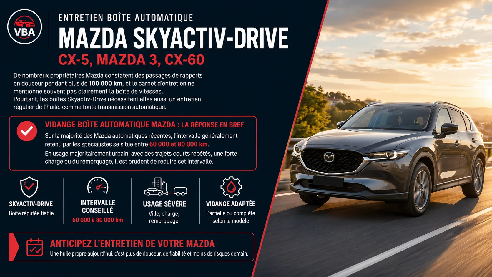 Vidange boîte automatique Mazda : Skyactiv-Drive et prix – illustration