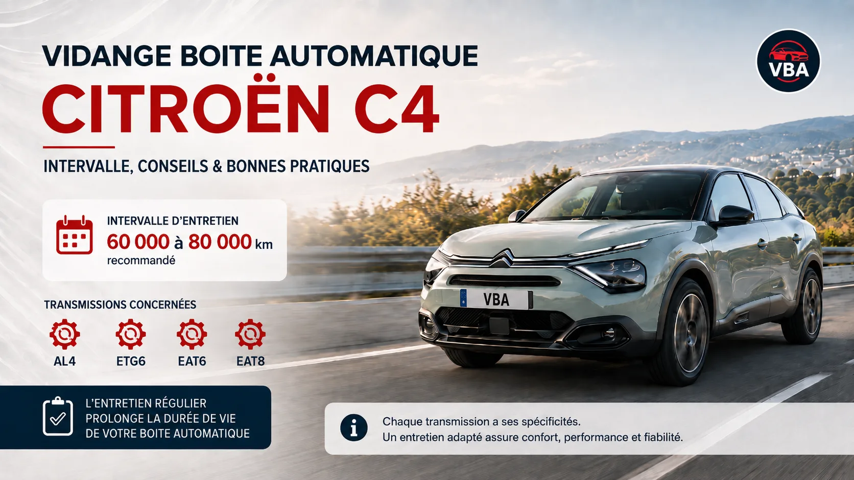 Vidange boîte automatique Citroën C4 : AL4, ETG6, EAT6, EAT8 – illustration