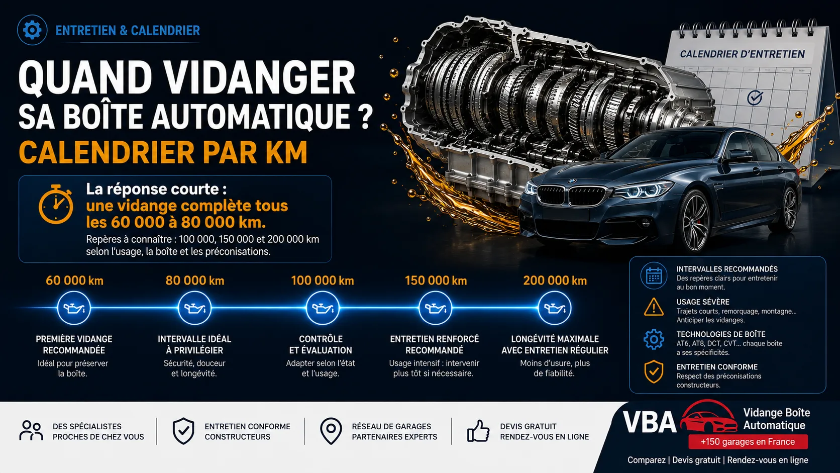 Quand vidanger sa boîte automatique : calendrier par km – illustration
