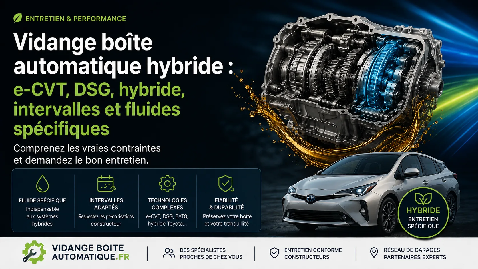 Entretien de la boîte automatique sur véhicule hybride – illustration