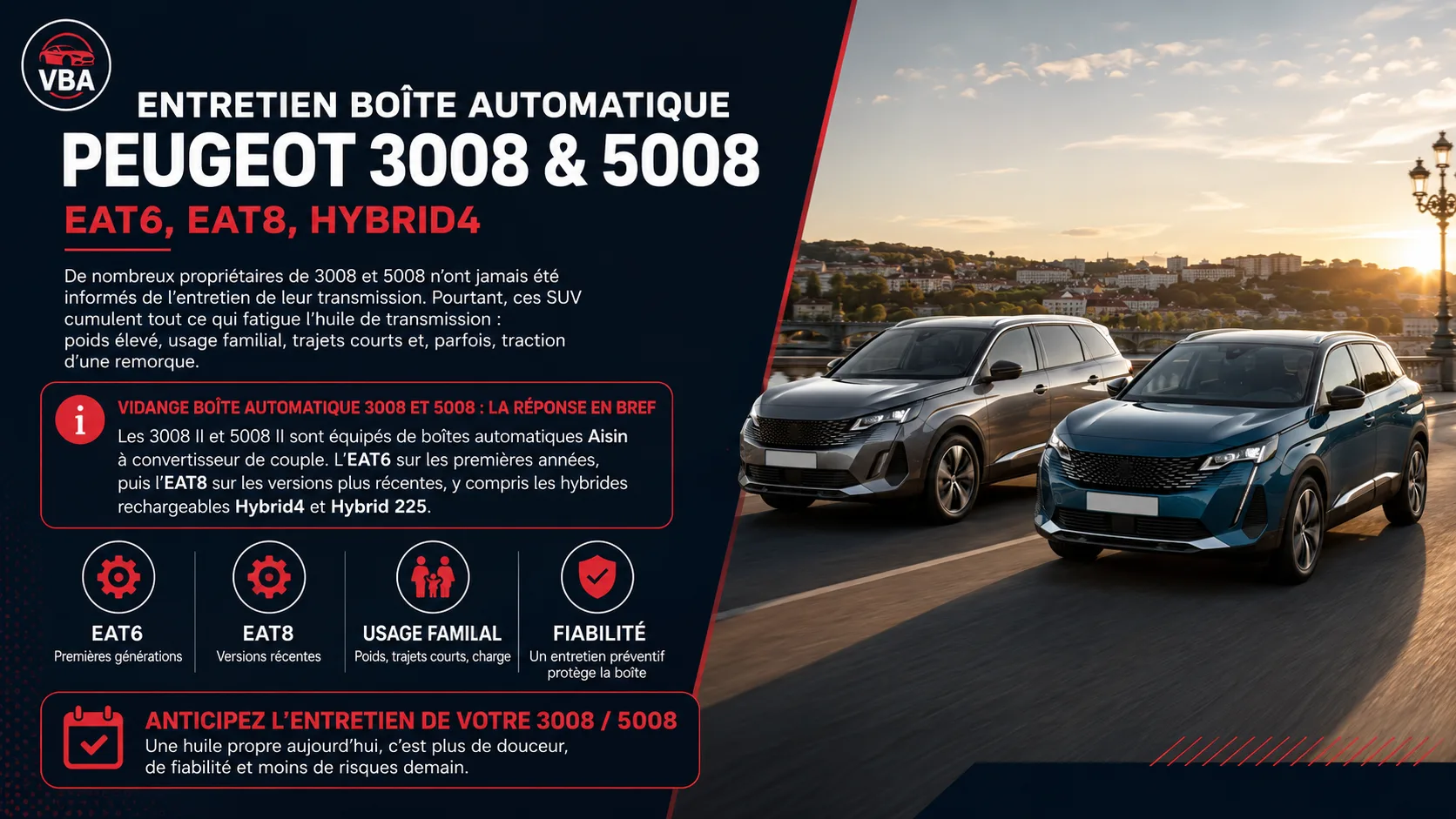 Vidange boîte automatique 3008 et 5008 : EAT6, EAT8, Hybrid4 – illustration