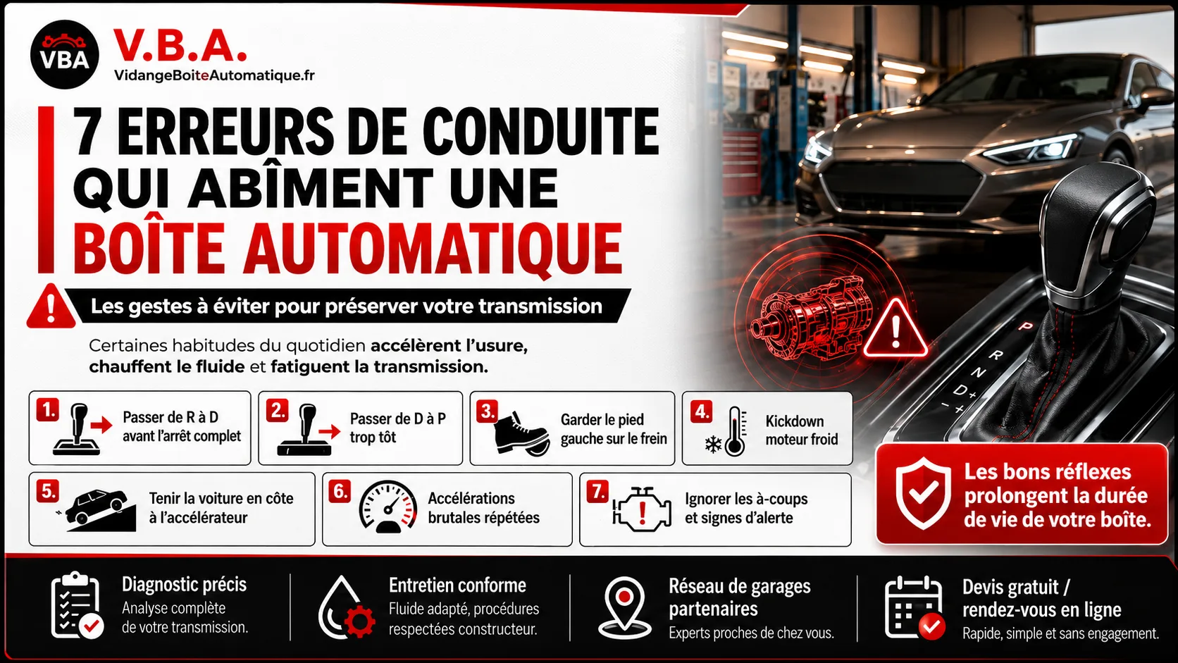 7 erreurs de conduite qui abîment une boîte automatique – illustration