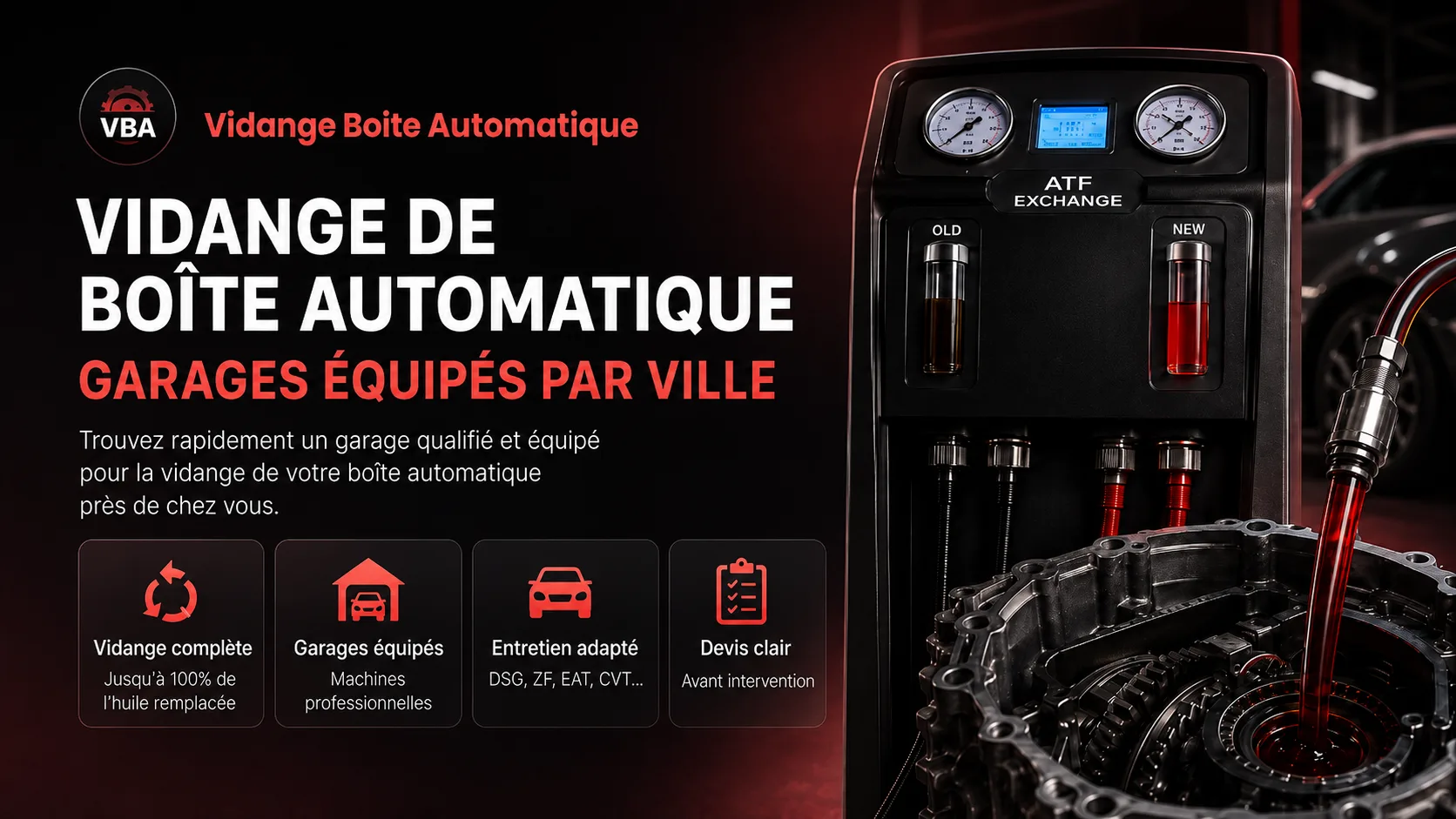 Vidange boîte automatique : prix et garages par ville – illustration