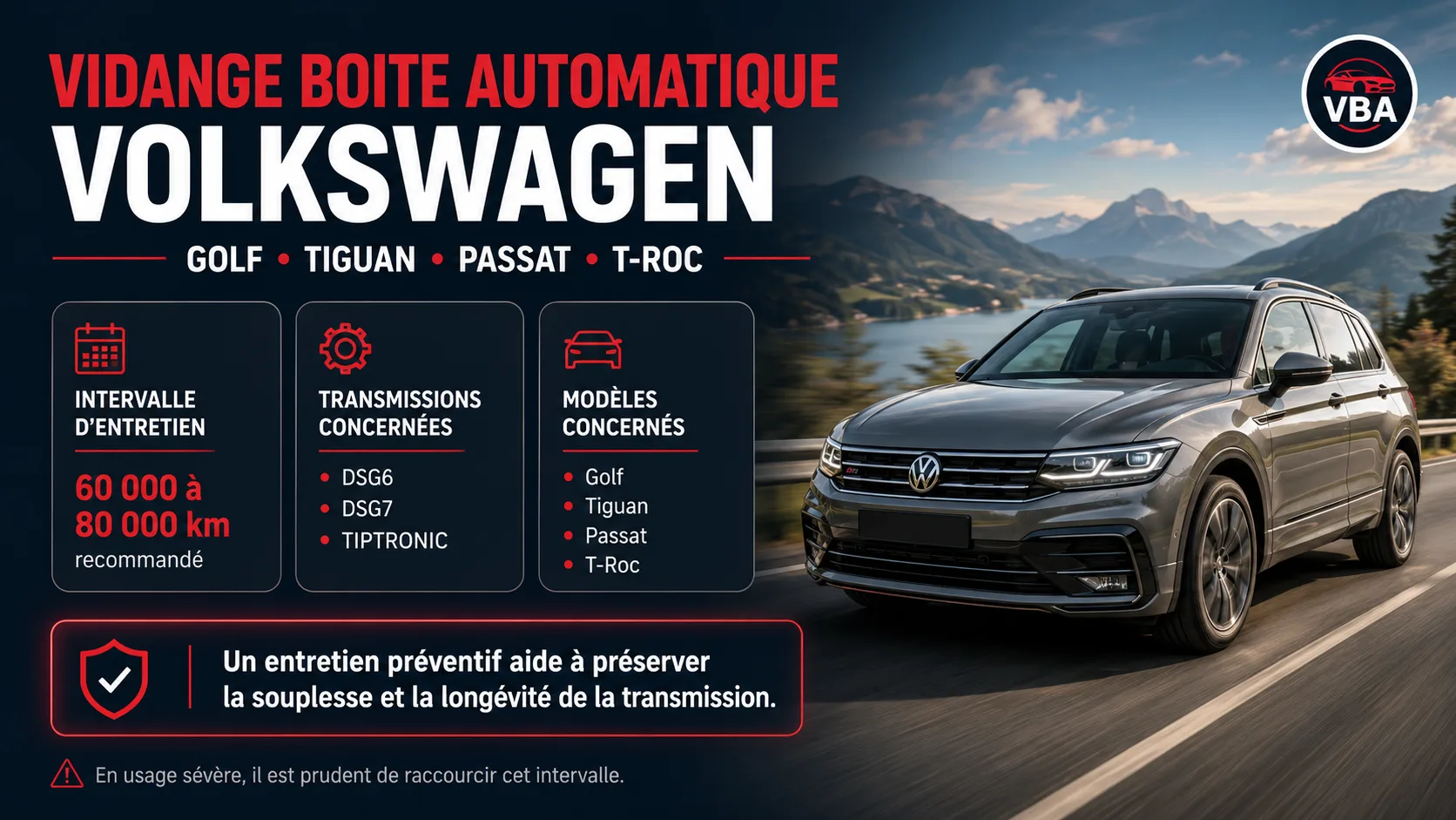 Vidange boîte automatique Volkswagen : Golf, Tiguan, Passat