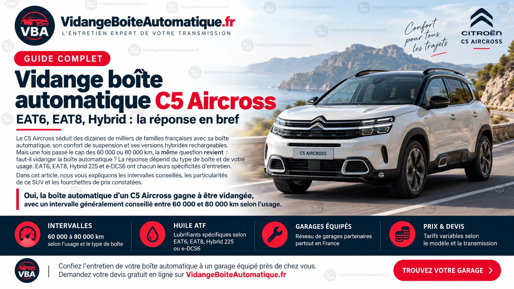 Vidange boîte automatique C5 Aircross : EAT6, EAT8, Hybrid – illustration