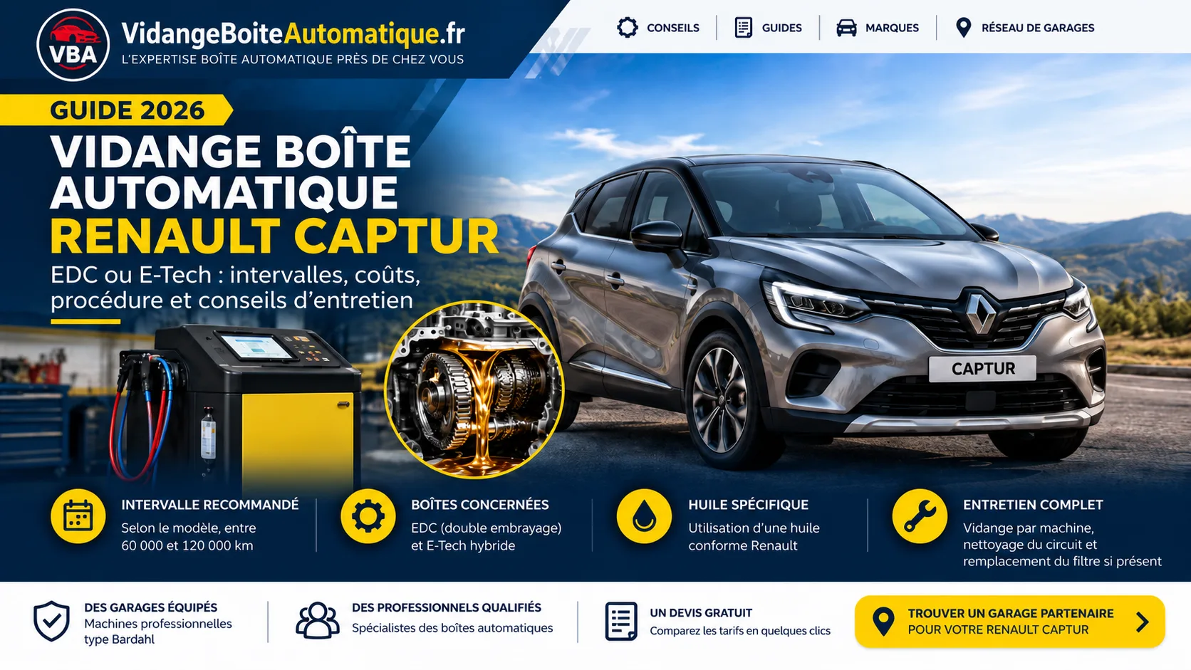 Vidange boîte automatique Renault Captur : EDC ou E-Tech – illustration